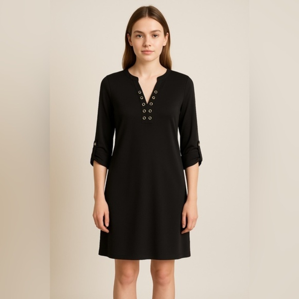 Michael Michael Kors Women’s Black Gold Eyelet Lace Up Dress GUC M #1110
